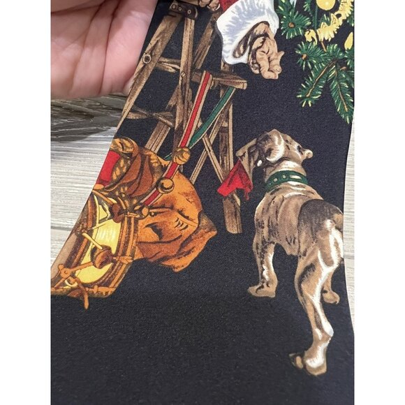 Vintage Christmas Saturday Evening Post Silk Neck Tie Santa & Dog 1996 Canada - Picture 3 of 8